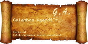 Galambos Agenór névjegykártya